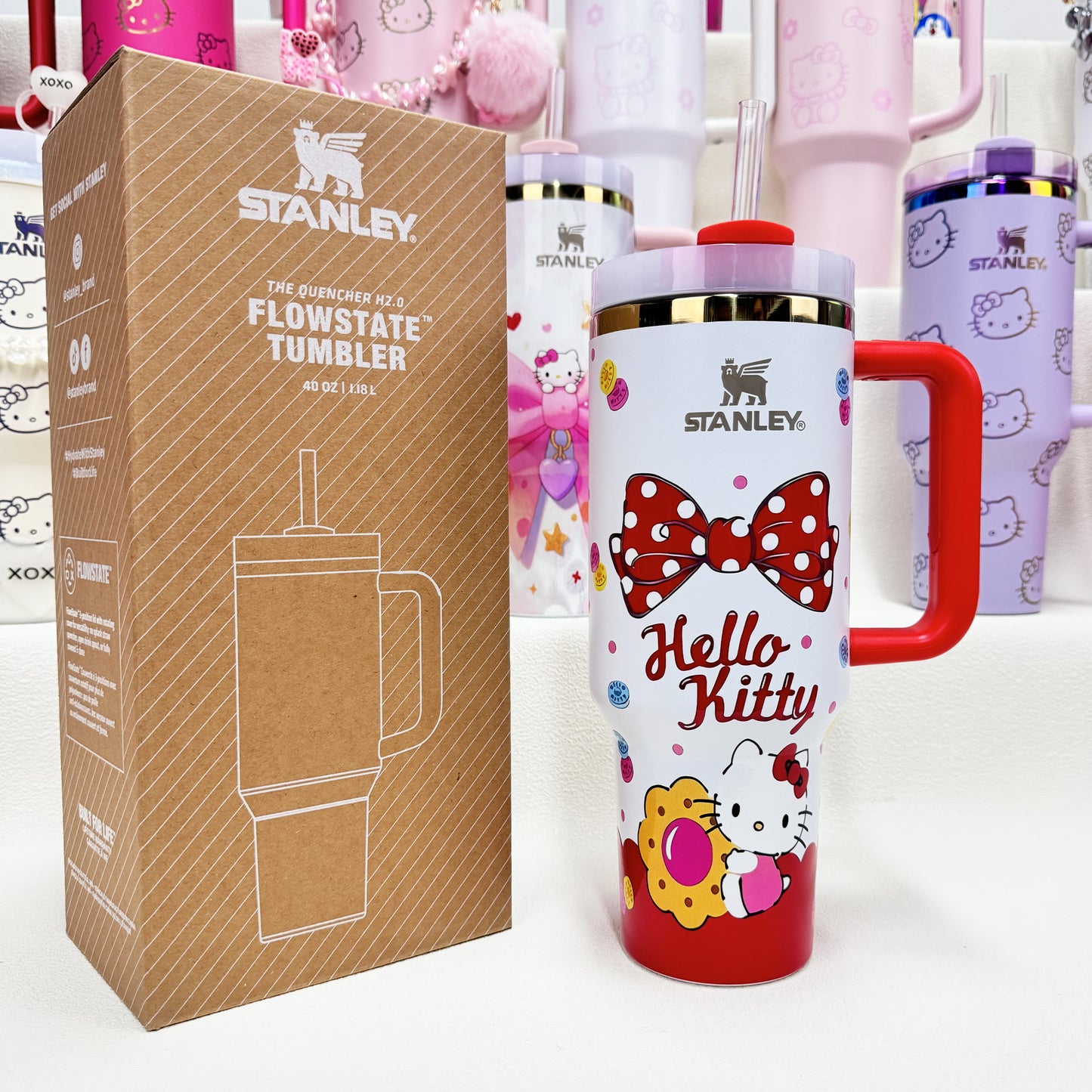 🔥40 OZ Stanley Tumbler Sanrio Hello Kitty Co-branded collection withAccessories，MixWholesale Available,Constantly Updated.