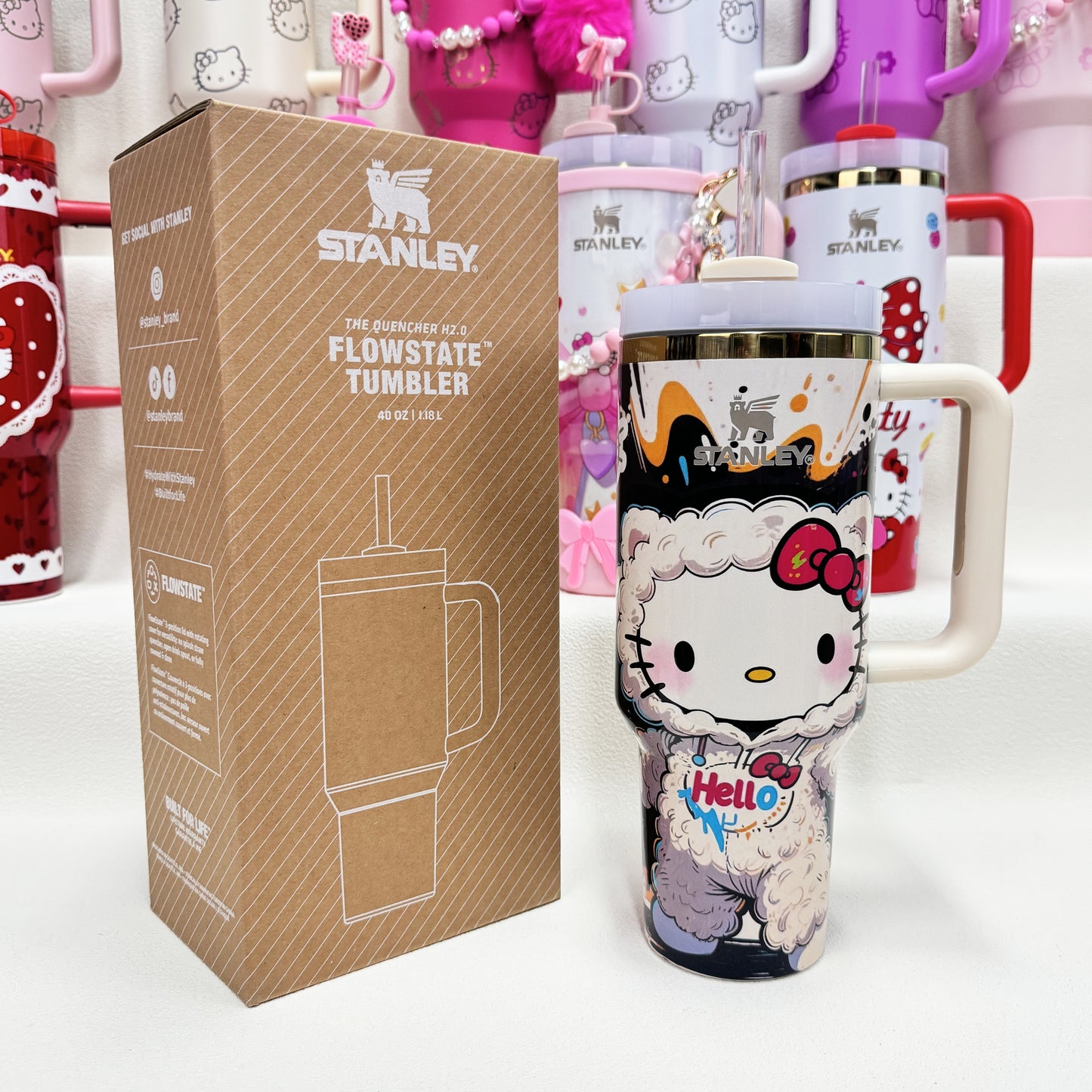 🔥40 OZ Stanley Tumbler Sanrio Hello Kitty Co-branded collection withAccessories，MixWholesale Available,Constantly Updated.