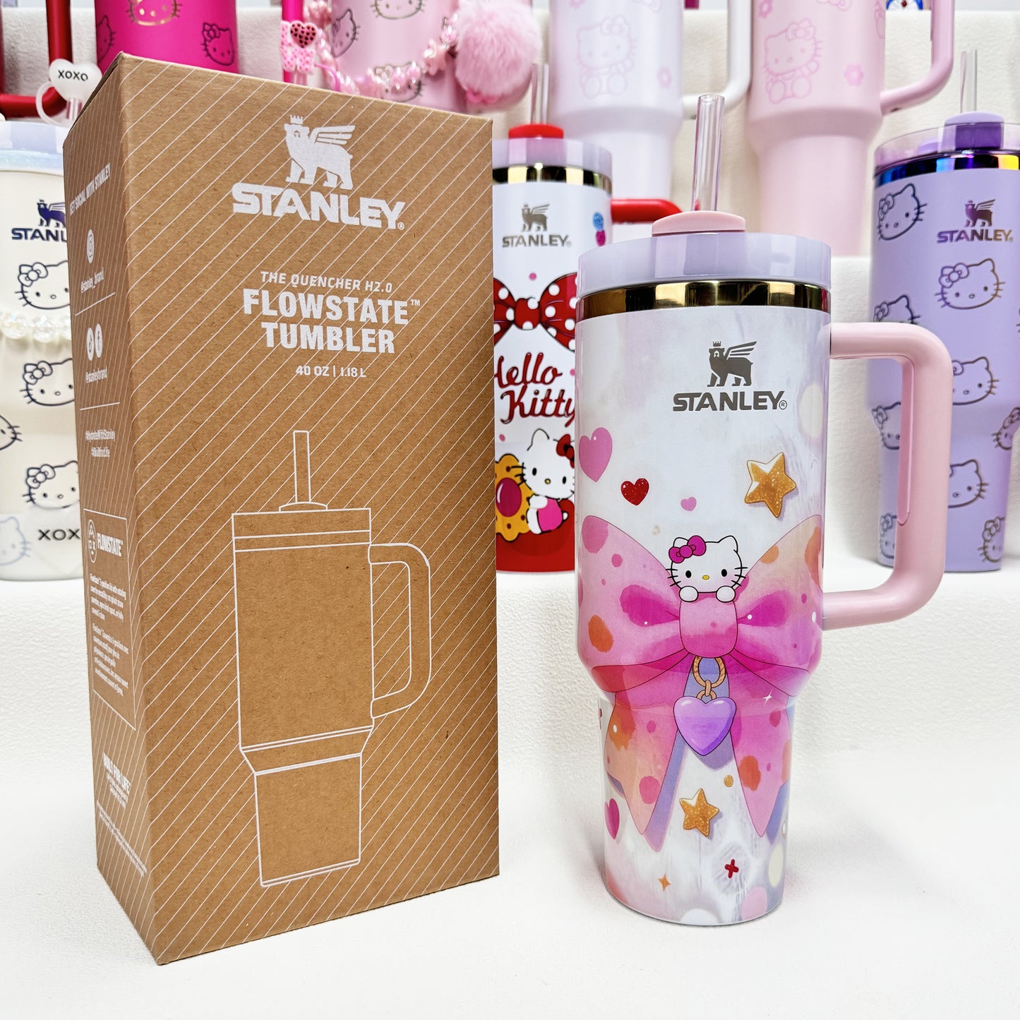 🔥40 OZ Stanley Tumbler Sanrio Hello Kitty Co-branded collection withAccessories，MixWholesale Available,Constantly Updated.